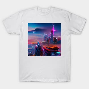 Cyberpunk Aesthetic City View T-Shirt